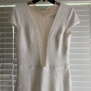 White Sequin And Nude Mesh Wedding Gown